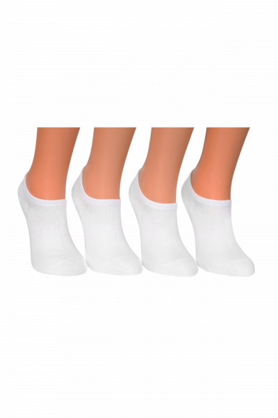 Sosete scurte pe glezna, unisex, set 4 perechi, alb