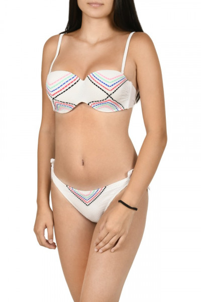 Costum baie 2 piese, tip plasa, alb