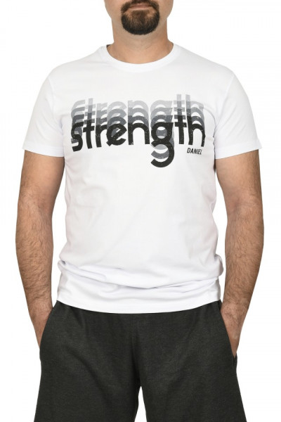 Tricou barbat cu imprimeu STRENGTH, alb
