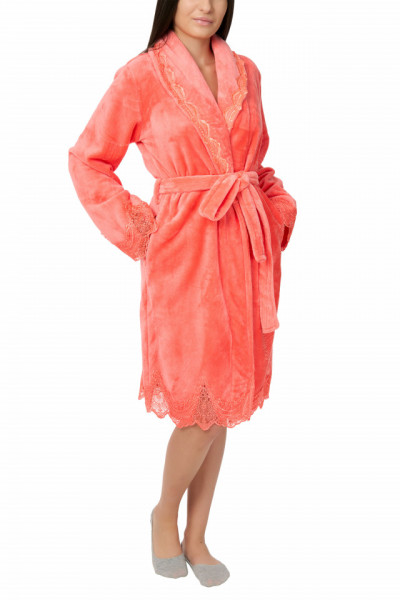 Halat dama cu aplicatii din dantela, Jeannine, bright orange
