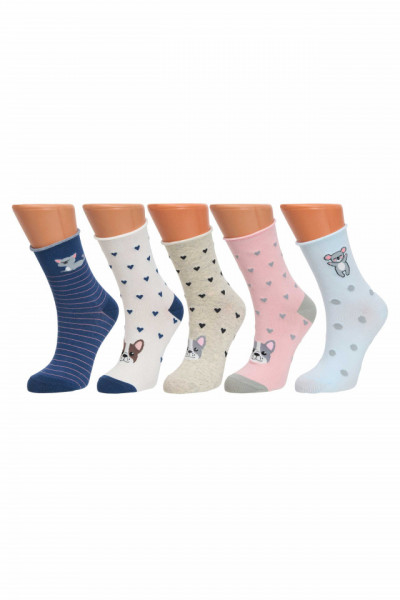 Sosete dama cu imprimeu, Baby, set 5 perechi
