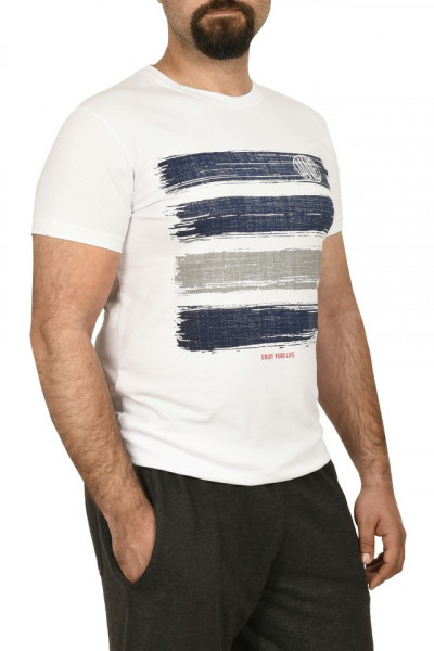Tricou barbat cu imprimeu grafic, alb