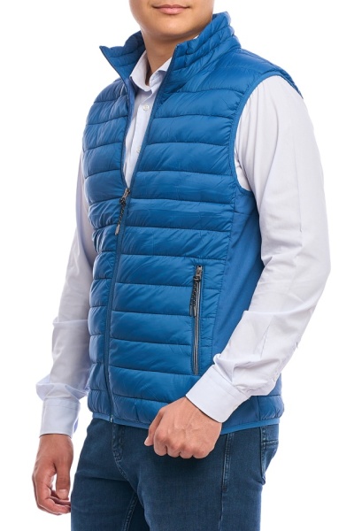 Vesta barbati subtire, Urban fit, albastru denim - Img 2