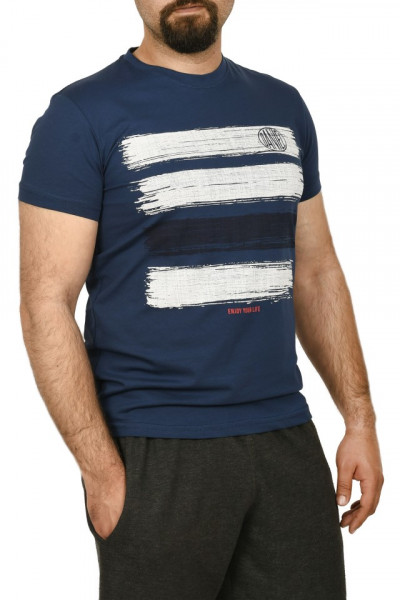 Tricou barbat cu imprimeu grafic,albastru