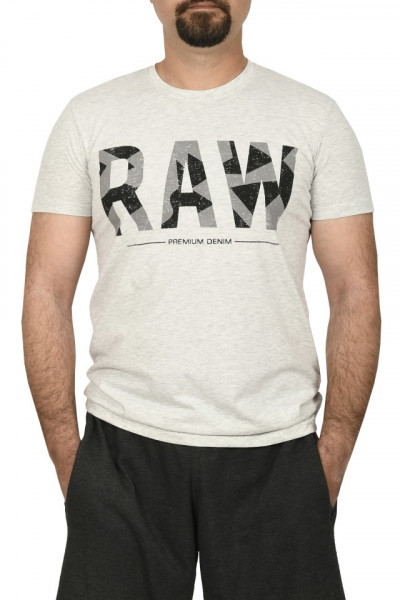 Tricou slim fit cu imprimeu RAW, gri