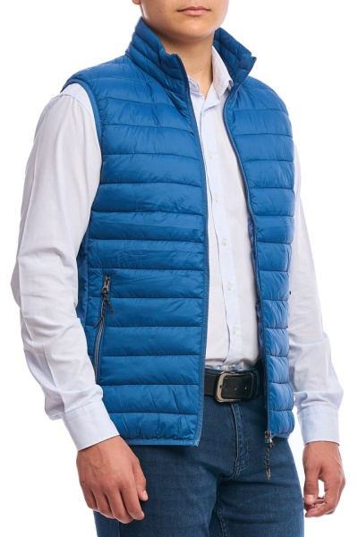 Vesta barbati subtire, Urban fit, albastru denim - Img 3