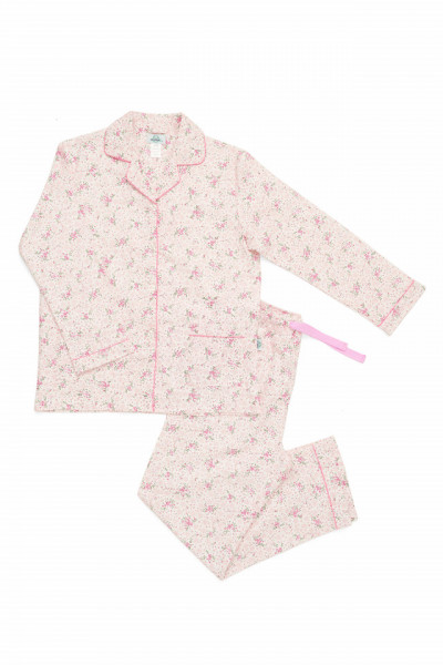 Pijamale dama cu imprimeu floral, Amalia, roz pal