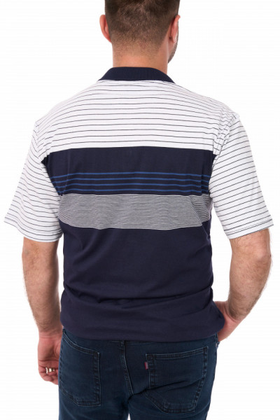 Tricou clasic bumbac, Blue Marine, bleumarin cu dungi - Img 3