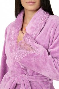 Halat dama cu aplicatii din dantela, Jeannine, light purple - Img 3