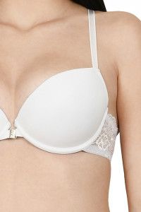 Set sutien cu bretele in “X” si chilot tanga, alb - Img 3