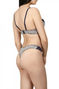 Set sutien cu chilot, imprimeu leopard, bleumarin - Img 2