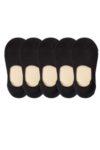 Cinci talpici low-cut negre, asezate in rand, din tricot fin cu banda antiderapanta silicon