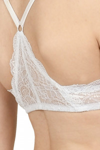 Set sutien cu bretele in “X” si chilot tanga, alb - Img 4