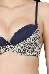 Set sutien cu chilot, imprimeu leopard, bleumarin - Img 3
