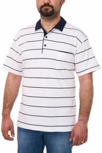 Tricou clasic bumbac, Blue Marine, alb