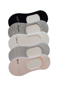 Set de 5 talpici dama low-cut multicolore cu simbol cauciucat și banda silicon