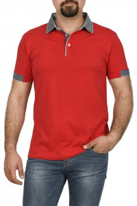 Tricou clasic cu guler, Glo Story, rosu - Img 3