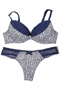 Set sutien cu chilot, imprimeu leopard, bleumarin - Img 5