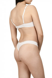 Set sutien semiburetat si chilot tanga, Lemila, alb - Img 2