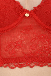 Sutien tip corset, din dantela, Lemila, rosu - Img 3