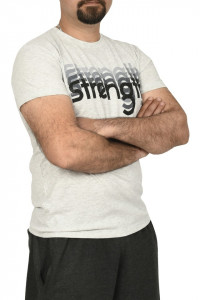 Tricou barbat cu imprimeu STRENGTH, gri