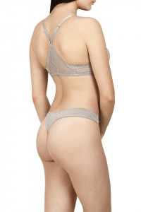 Set sutien cu bretele in “X” si chilot tanga, gri - Img 2