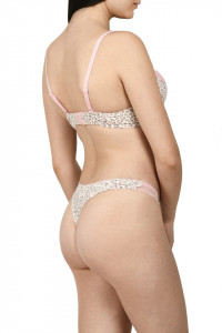 Set sutien cu chilot, imprimeu leopard, roz - Img 2
