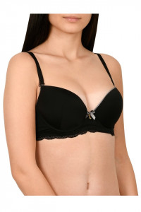 Sutien cu garnitura contrastanta, Lemila, negru