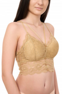 Bustiera bralette din dantela, Vivien, bej auriu