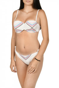 Costum baie 2 piese, tip plasa, alb