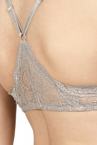 Set sutien cu bretele in “X” si chilot tanga, gri - Img 4