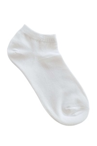 Soseta alba dama din tricot fin, cu banda elastica la glezna, vazuta de sus