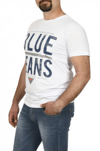 Tricou barbat imprimeu Blue Jeans, alb