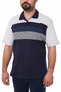 Tricou clasic bumbac, Blue Marine, bleumarin cu dungi