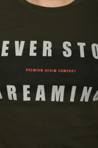 Tricou slim fit, NEVER STOP DREAMING, kaki - Img 3