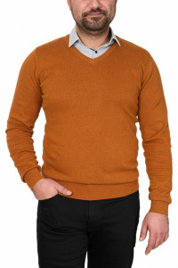 Pulover barbat in anchior, Glory, orange brown