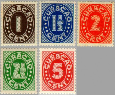 Curaçao CU 153#157 1942 Indische druk Ongebruikt