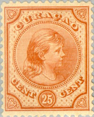Curaçao CU -22 1892 Type 'Hangend haar' 25 Gebruikt