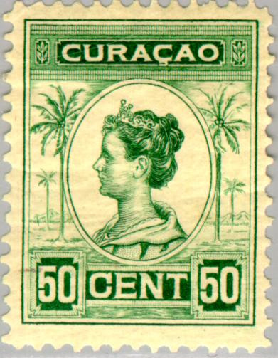 Curaçao CU -68 1916 Type 'Palmbomen' 50 Gebruikt