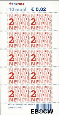 Nederland NL V2034b 2002 Bijplakzegels Postfris 2