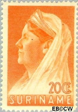 Suriname SU 170 1936 Wilhelmina met sluier Gebruikt 20