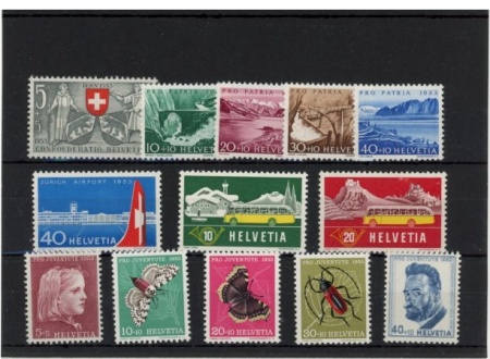 Zwitserland ZWI1953 1953 Complete jaargang Zwitserland 1953 Postfris