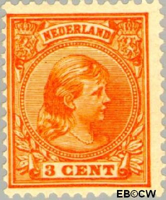 Nederland NL 0034 1891 Koningin Wilhelmina- 'Hangend haar' Postfris 3