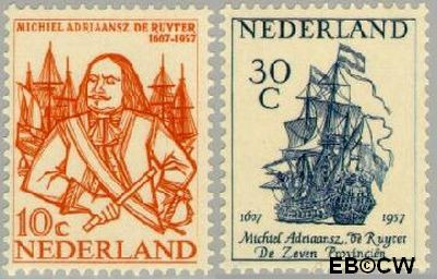 Nederland NL 0693#694 1957 Ruyter, M.A. de Ongebruikt