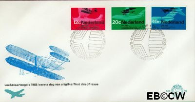 Nederland NL E092 1968 Luchtvaart FDC zonder adres