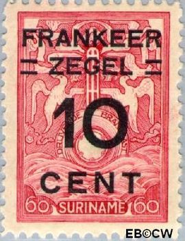 Suriname SU 131 1927 Opruimingsuitgifte Gebruikt 10 op 60