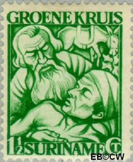 Suriname SU 141 1929 Groene Kruis Gebruikt 1½+1½