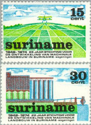 Suriname SU 623#624 1974 Stichtting Ontwikkeling Machinale landbouw Postfris