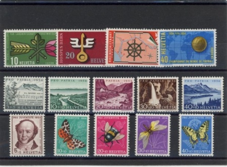 Zwitserland ZWI1954 1954 Complete jaargang Zwitserland 1954 Postfris