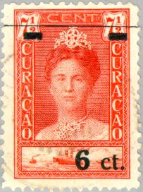 Curaçao CU 100# 1929 Opdruk Gebruikt